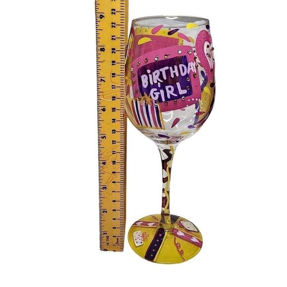 Lolita Bar Drinkware, "Birthday Girl" Hand Painted Champagne Wine Glass - Picture 3 of 7